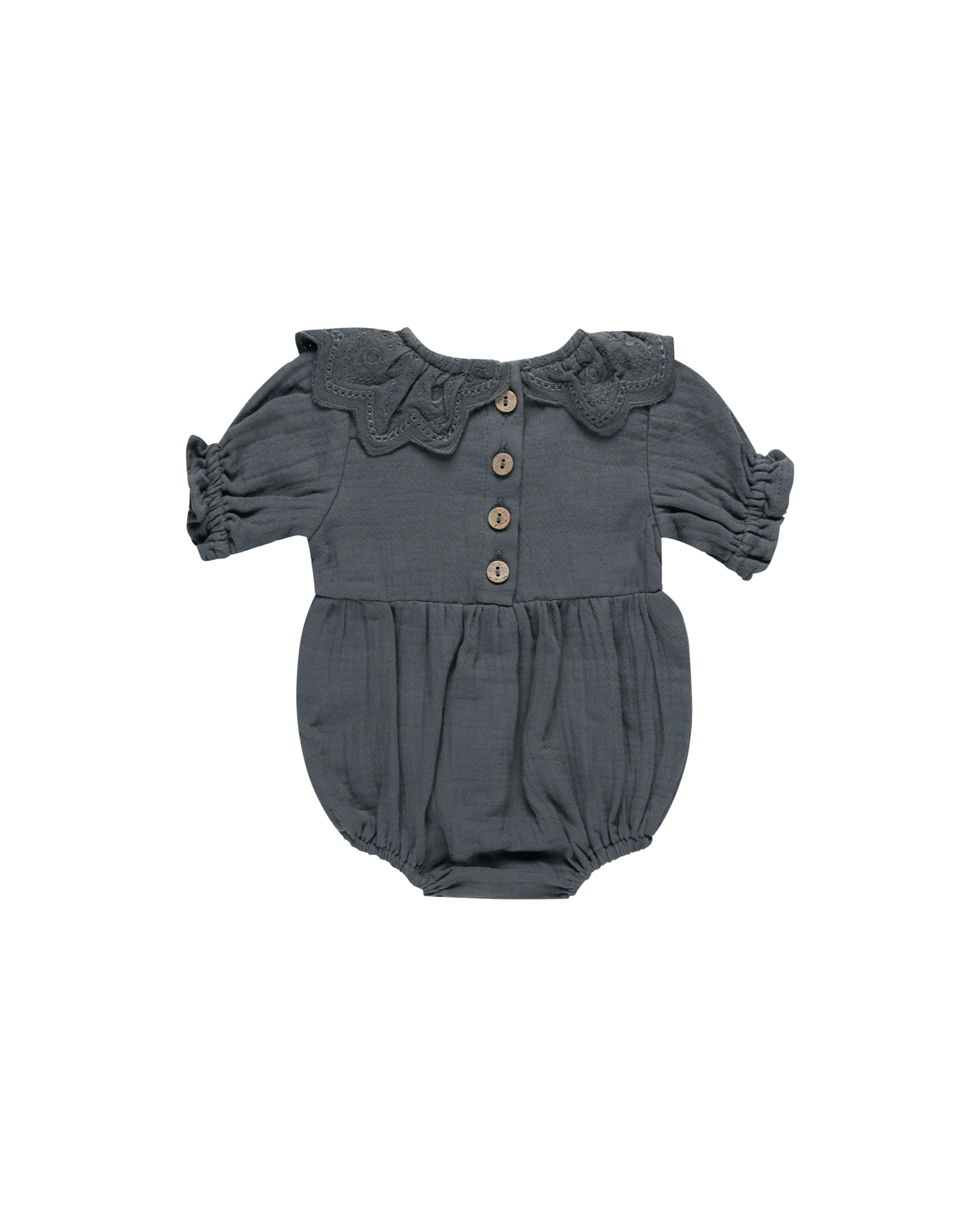 Quincy Mae Collared Romper - Indigo