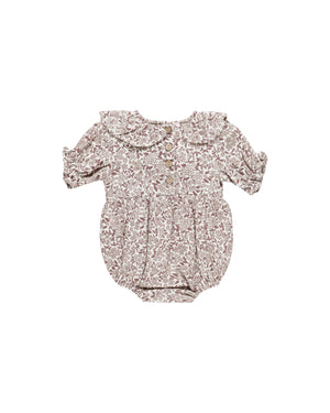 Quincy Mae Collared Romper - Mauve Ditsy