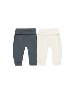 Quincy Mae Baby Pant Set - Indigo, Ivory