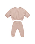 Quincy Mae Textured Sweat Set - Blush