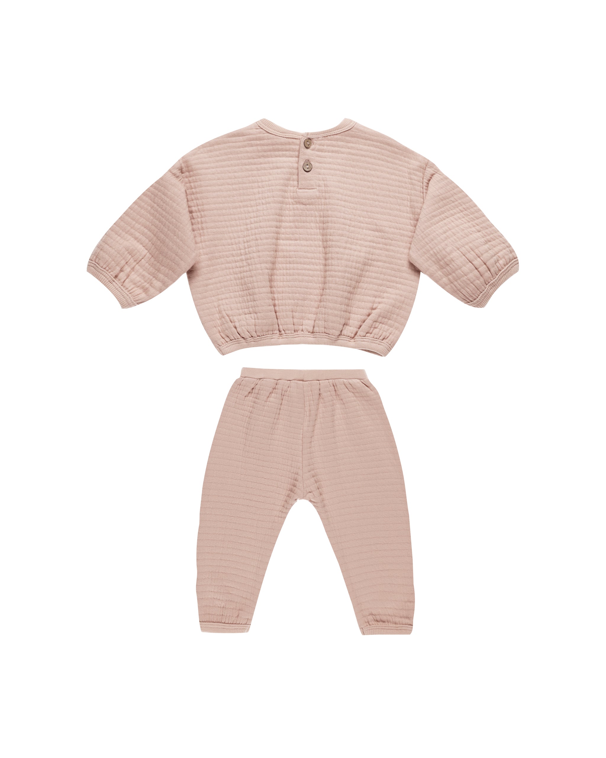 Quincy Mae Textured Sweat Set - Blush