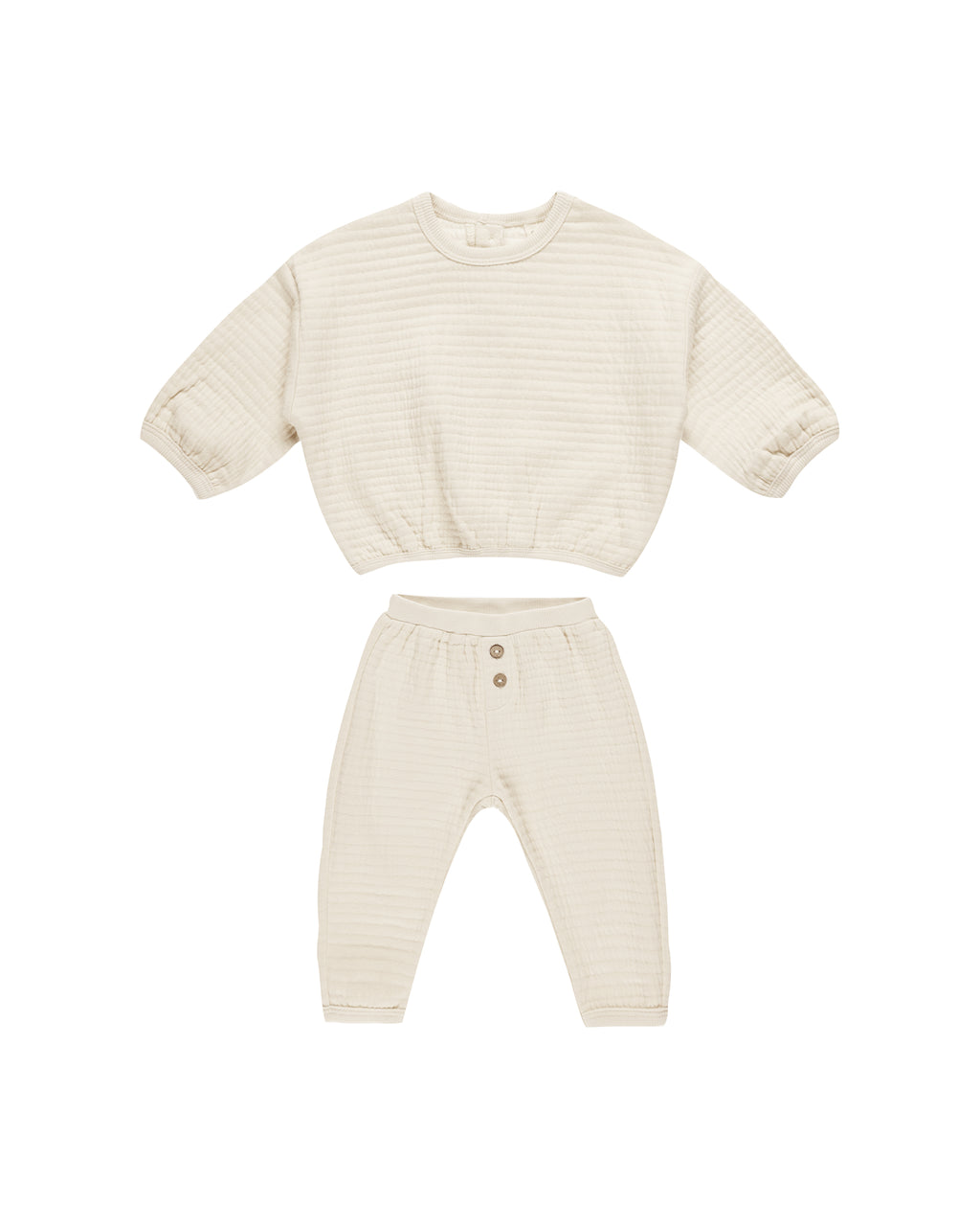 Quincy Mae Textured Sweat Set - Natural