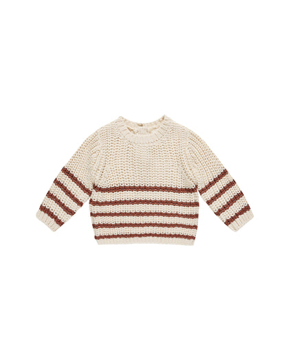 Quincy Mae Rex Sweater - Cranberry Stripe