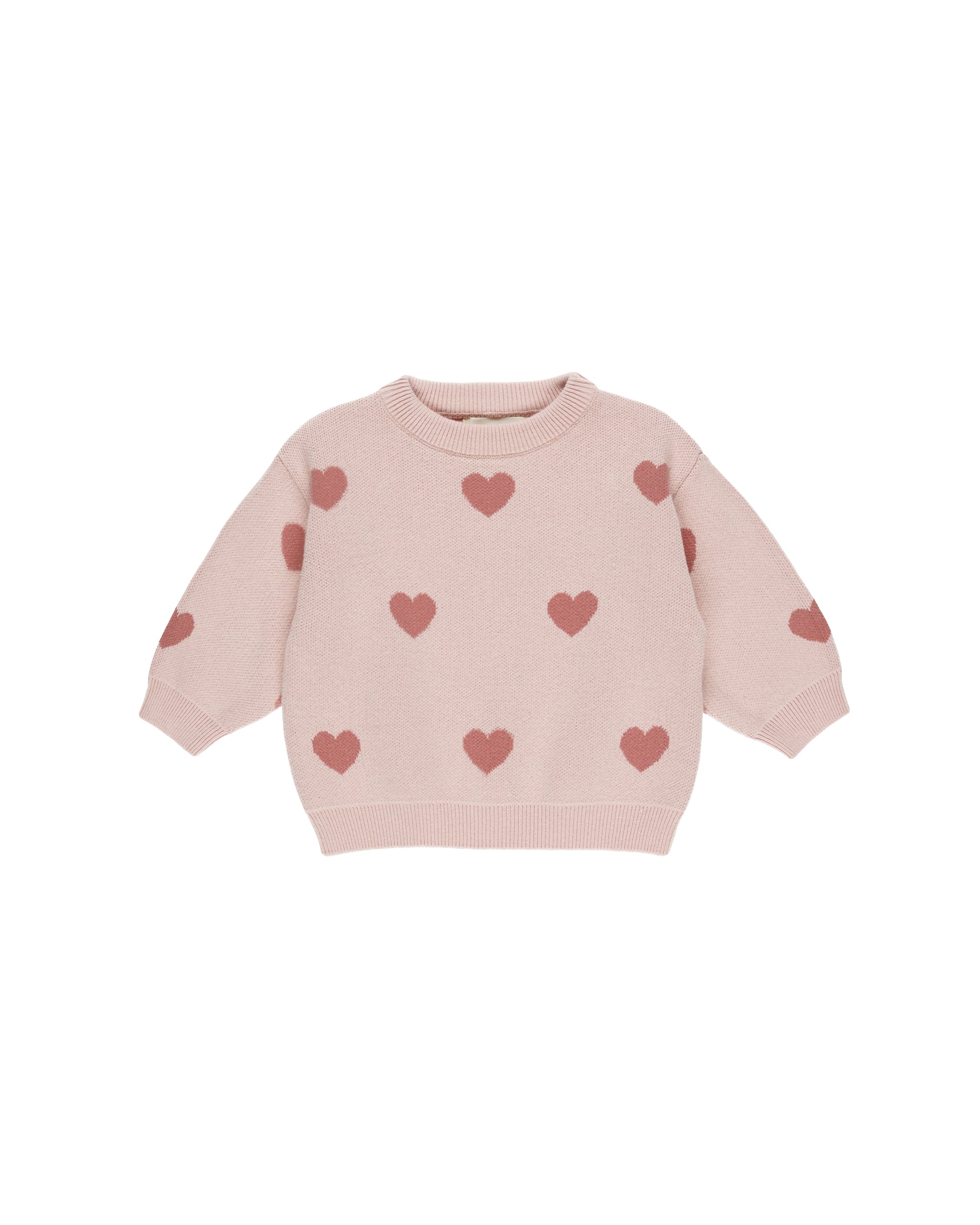 Quincy Mae Heart Knit Sweater - Bubblegum