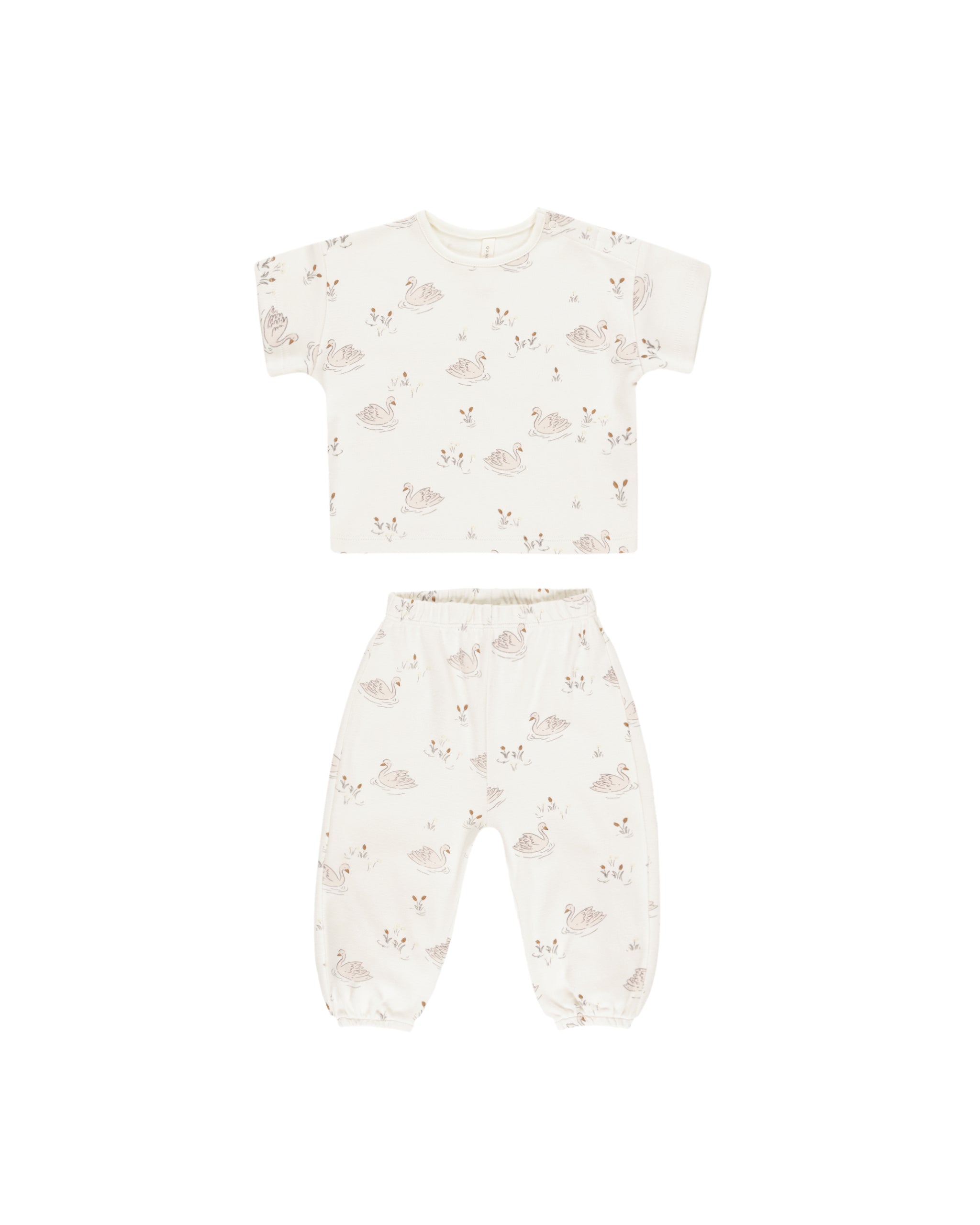 Quincy Mae Jersey Tee + Pant Set - Swans