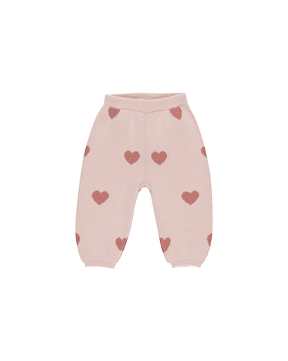 Quincy Mae Heart Knit Pants - Bubblegum