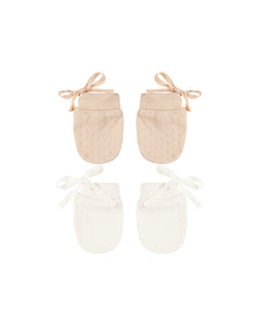 Quincy Mae No Scratch Mittens, Set Of 2 - Ivory, Shell