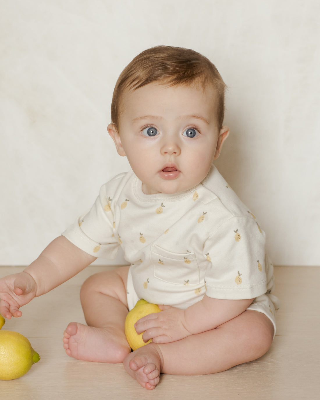 Quincy Mae Boxy Pocket Tee + Short Set - Lemons