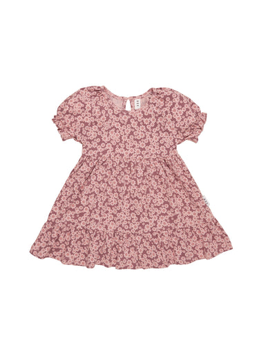 Huxbaby Tiered Puff Sleeve Dress - Flower Bear