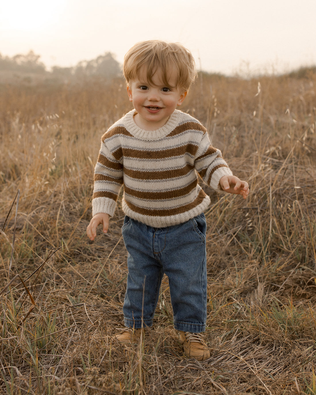 Rylee + Cru Aspen Sweater - Saddle Stripe/Natural