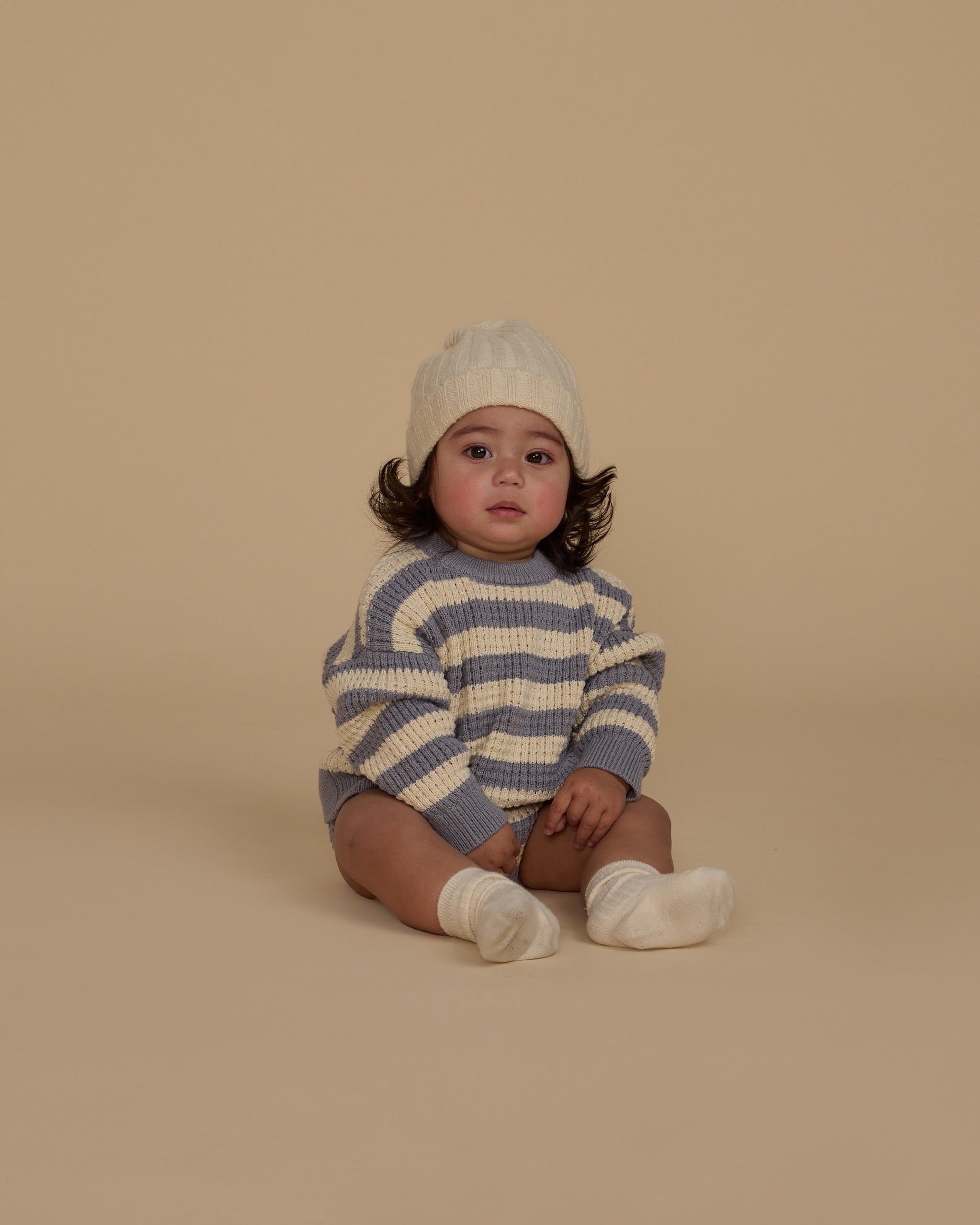 Rylee + Cru Aspen Sweater - Dusty Blue Stripe/Natural