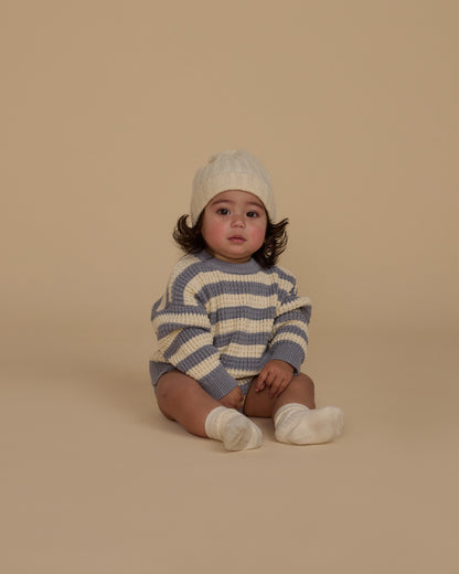 Rylee + Cru Aspen Sweater - Dusty Blue Stripe/Natural