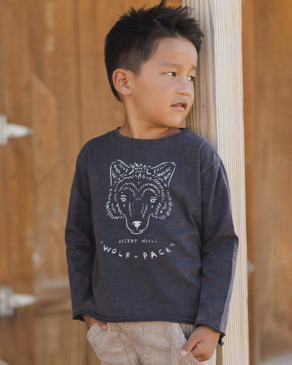 Rylee + Cru Raw Edge Long Sleeve Tee - Wolf