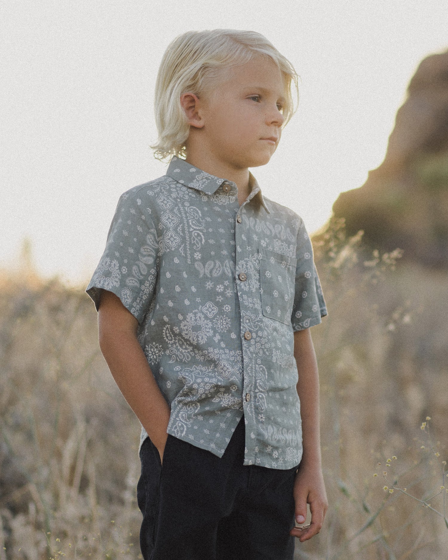 Rylee + Cru Collared Short Sleeve Shirt - Laurel Bandana