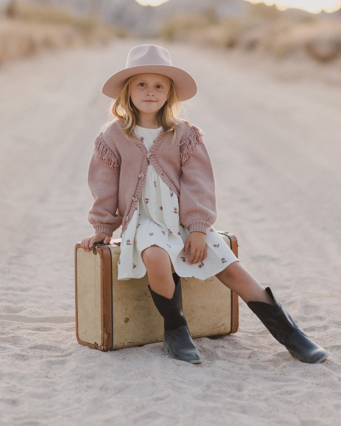 Rylee + Cru Fringe Cardigan - Rose