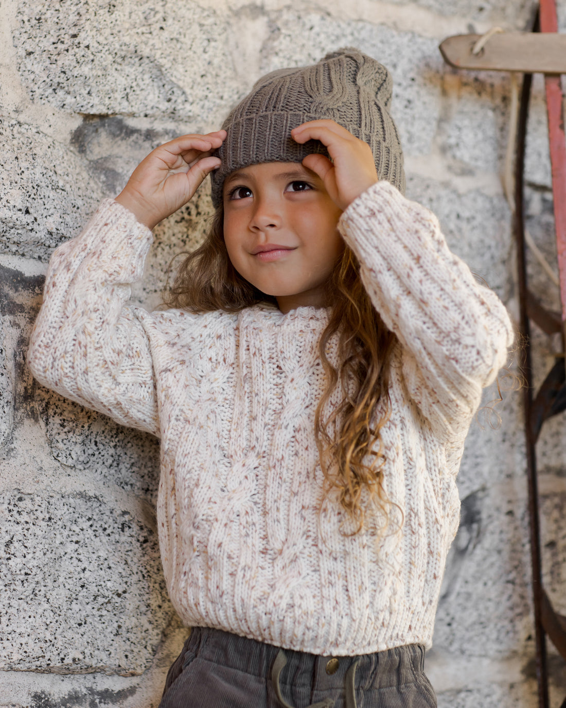 Rylee + Cru Cable Knit Sweater - Natural Speckle