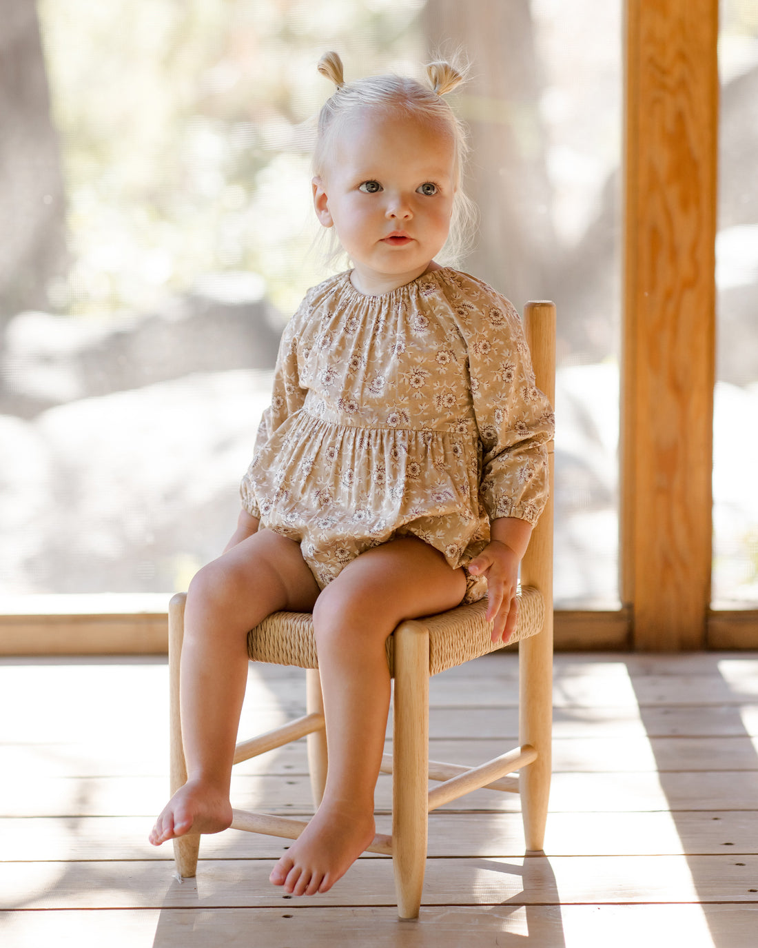 Rylee + Cru Long Sleeve Bubble Romper - Golden Fields