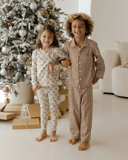 Rylee + Cru Organic Long Sleeve Pajama Set - Holiday Floral