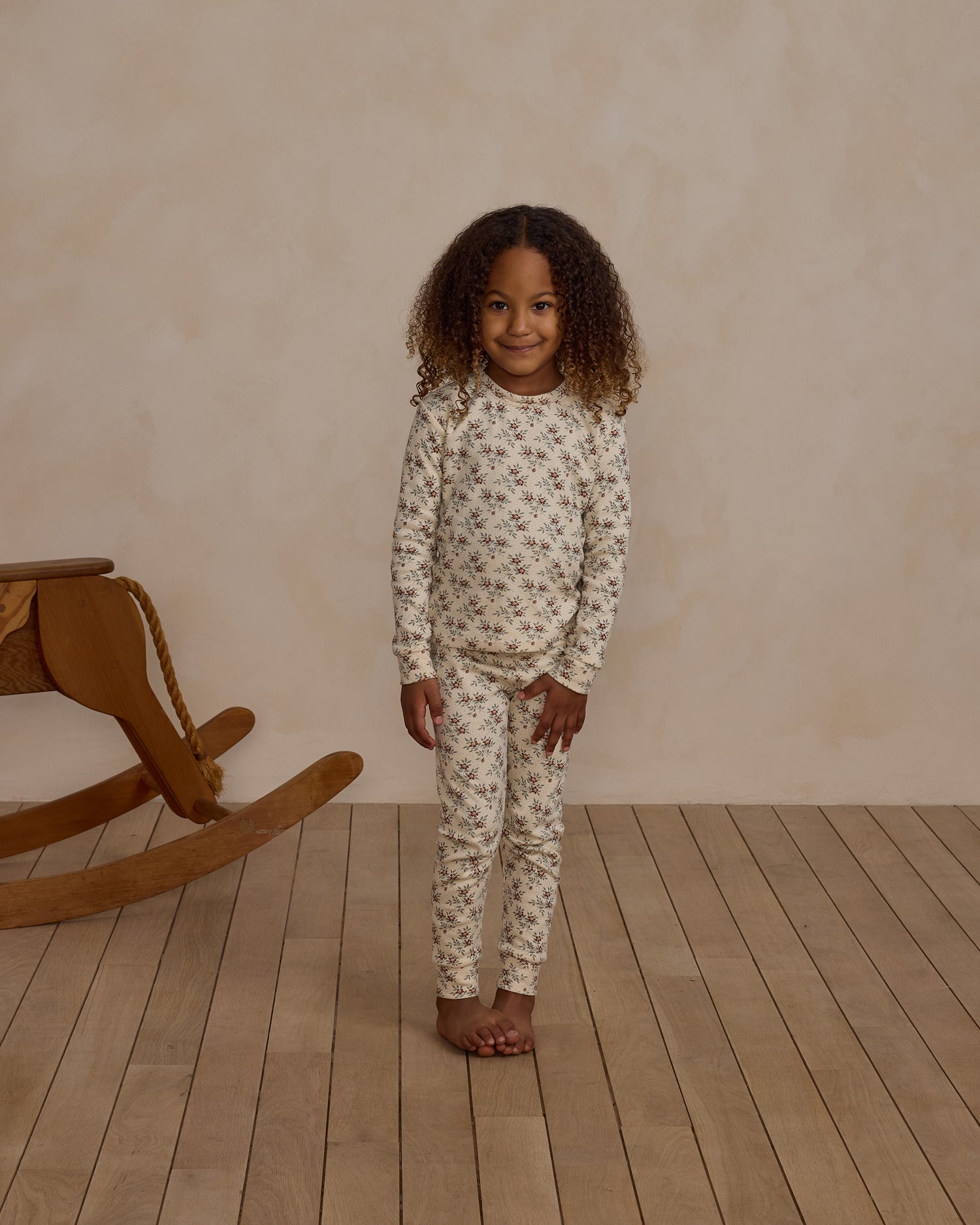 Rylee + Cru Organic Long Sleeve Pajama Set - Holiday Floral