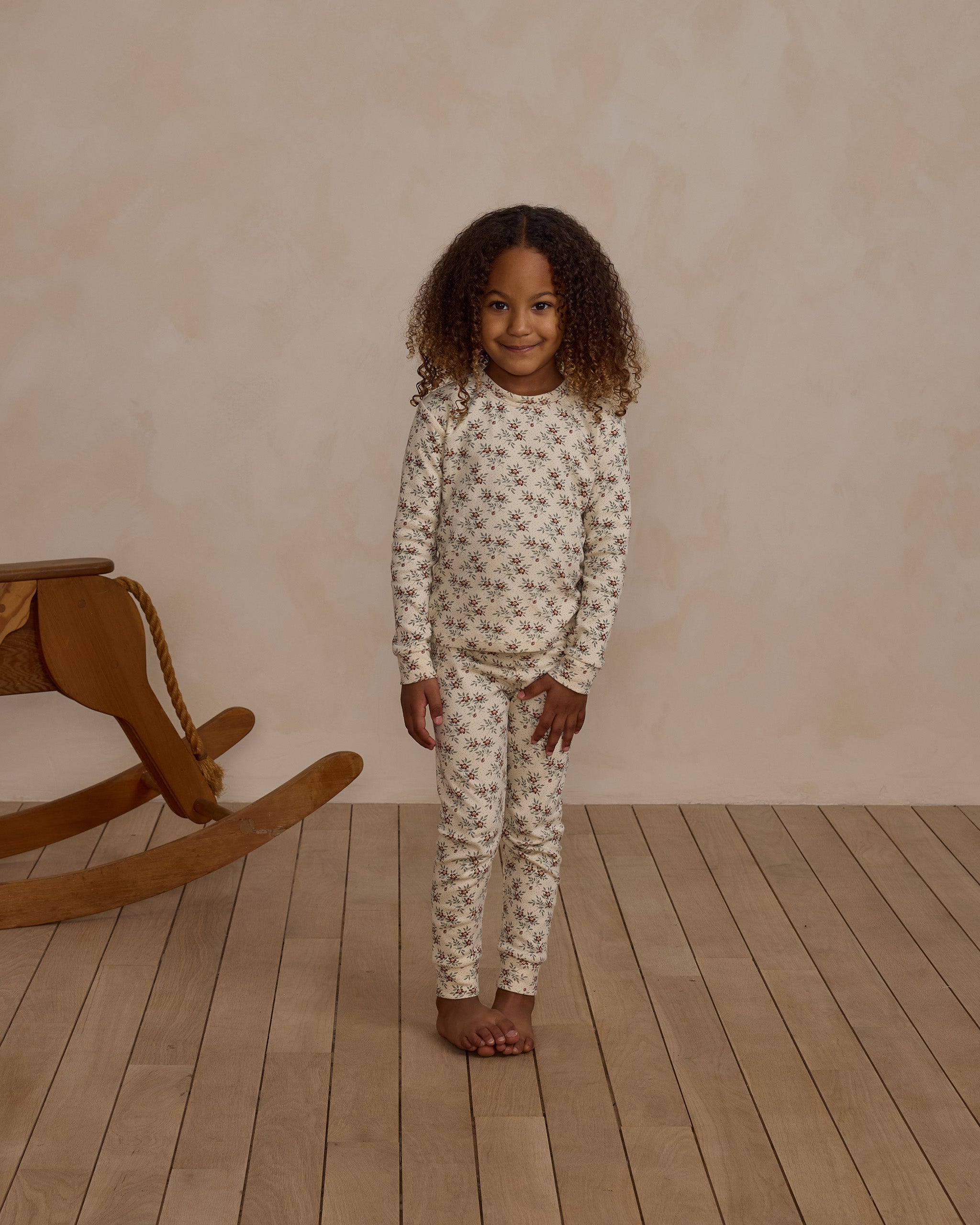 Rylee + Cru Organic Long Sleeve Pajama Set - Holiday Floral