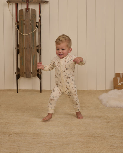 Rylee + Cru Organic Long John Pajamas - Winter Town