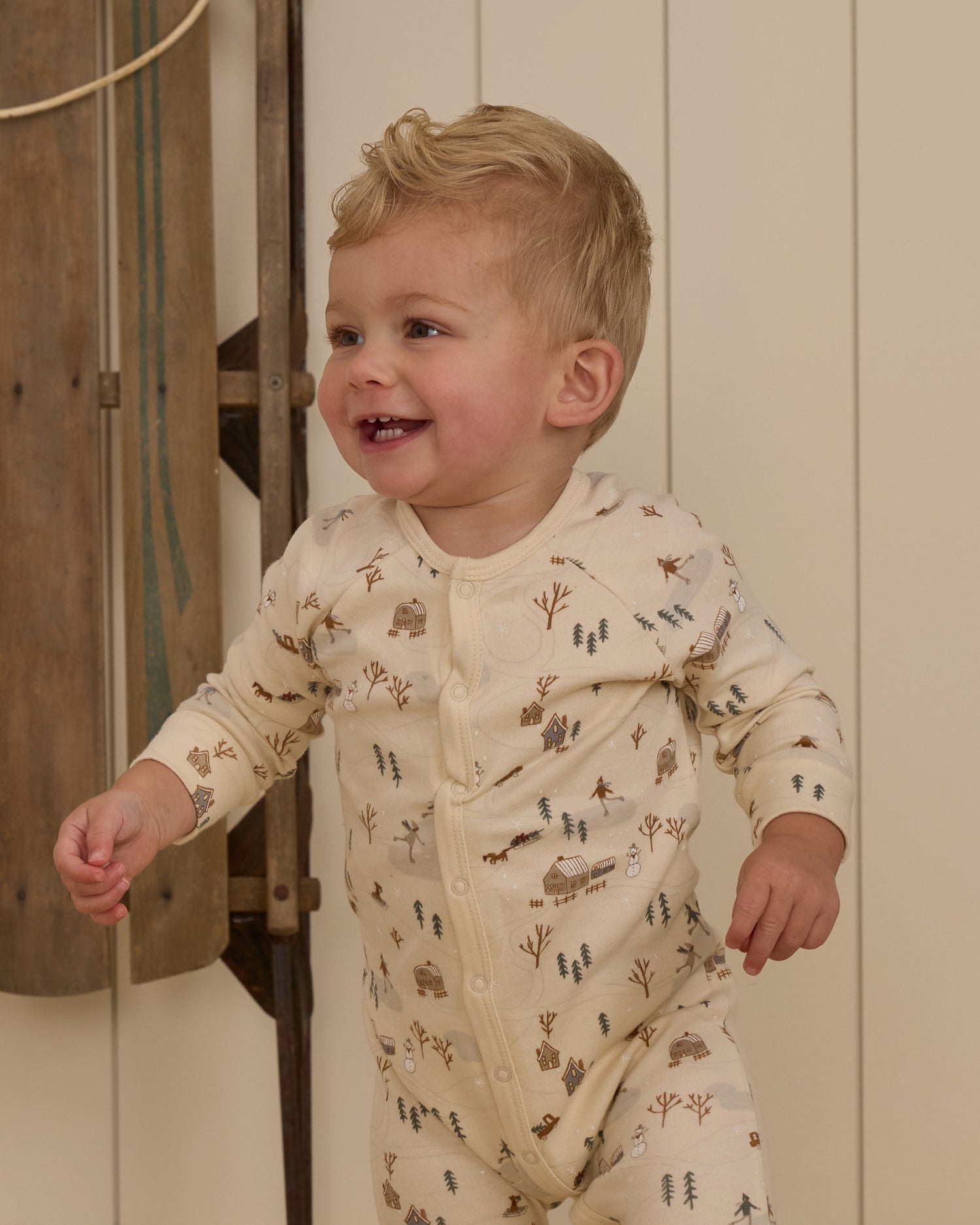 Rylee + Cru Organic Long John Pajamas - Winter Town