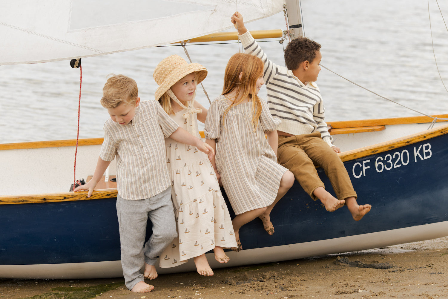 Rylee + Cru Harbor Dress - Sailboats