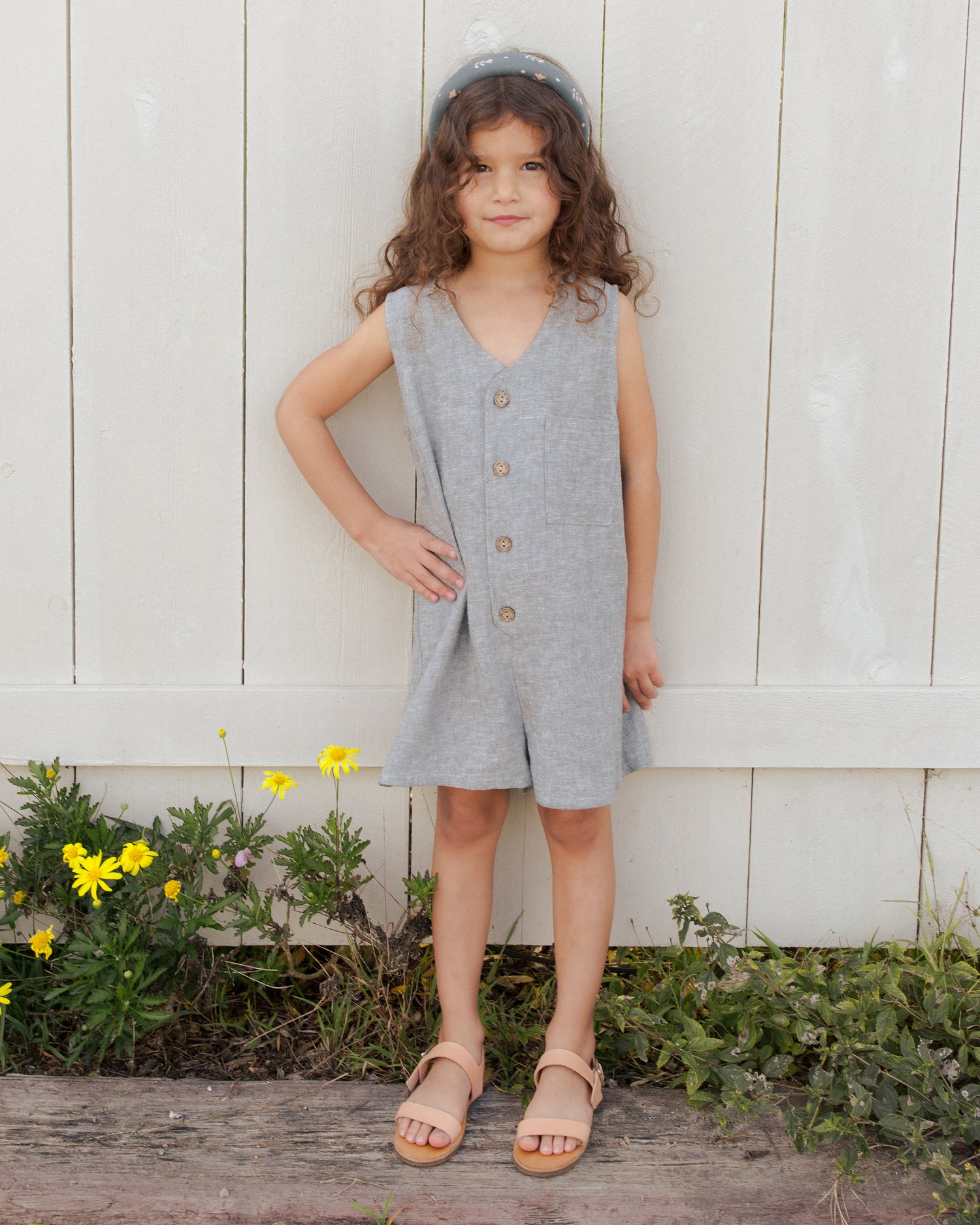 Rylee + Cru Amari Romper - Heathered Indigo