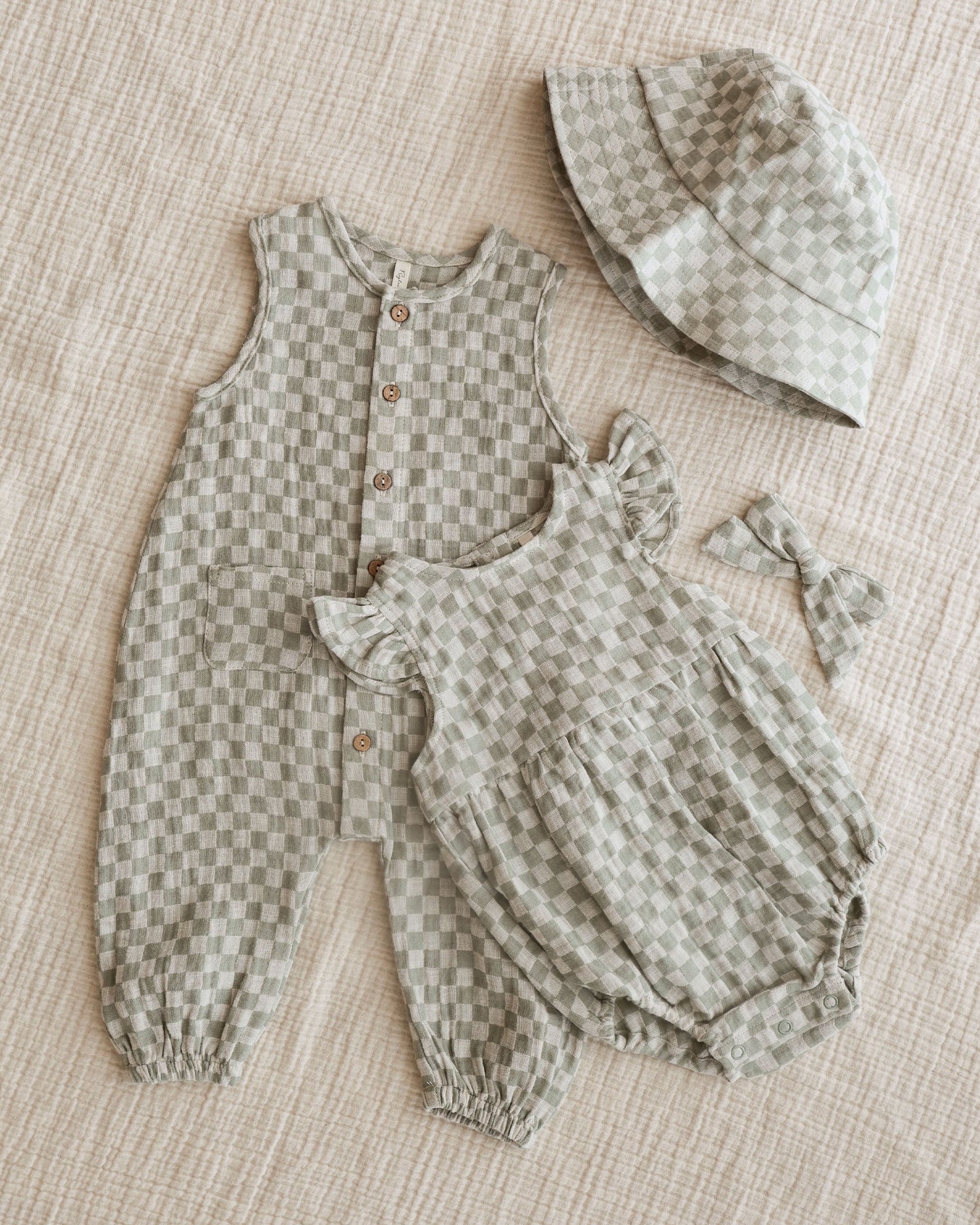 Rylee + Cru Amelia Romper - Sage Check