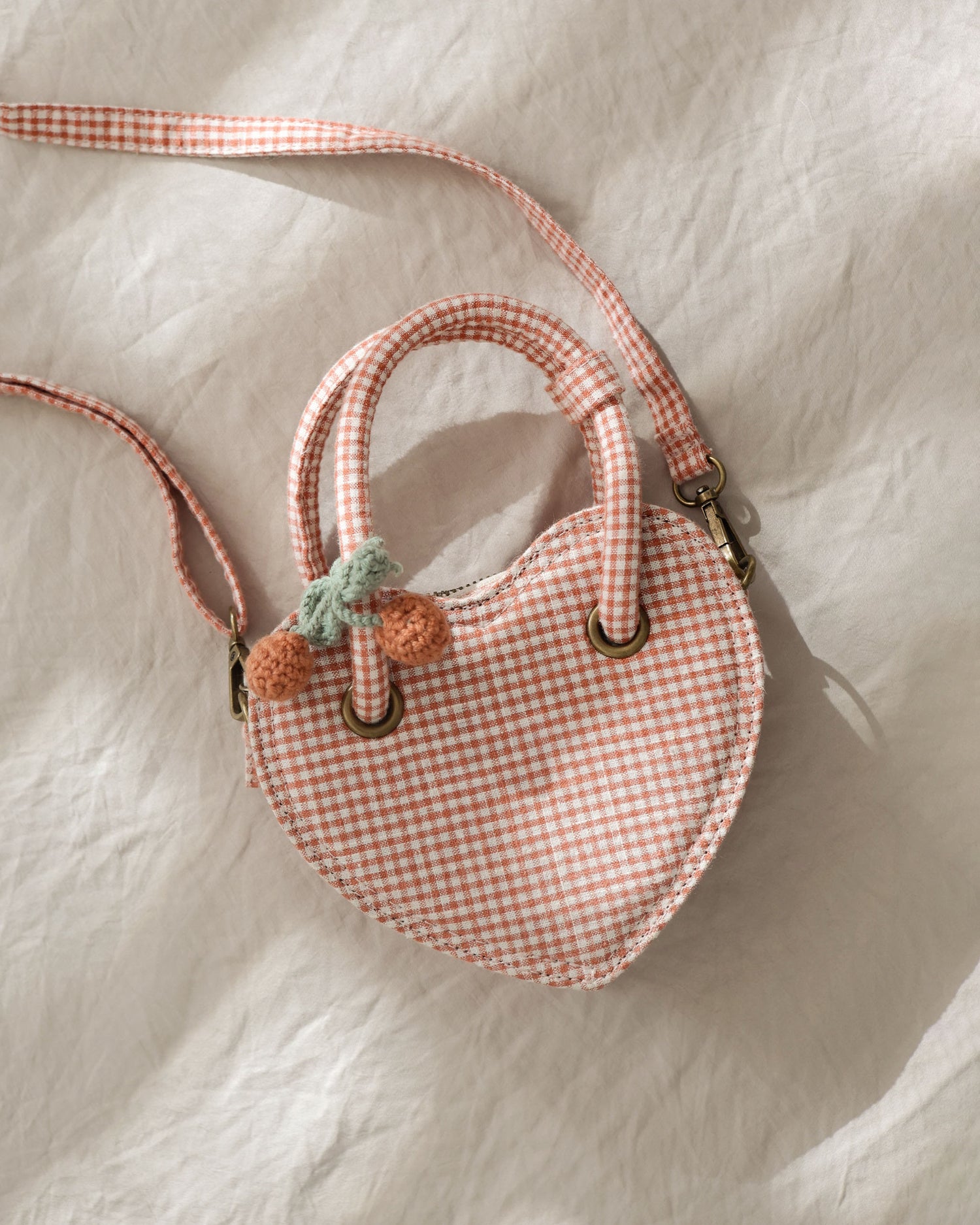 Rylee + Cru Heart Purse - Poppy Gingham