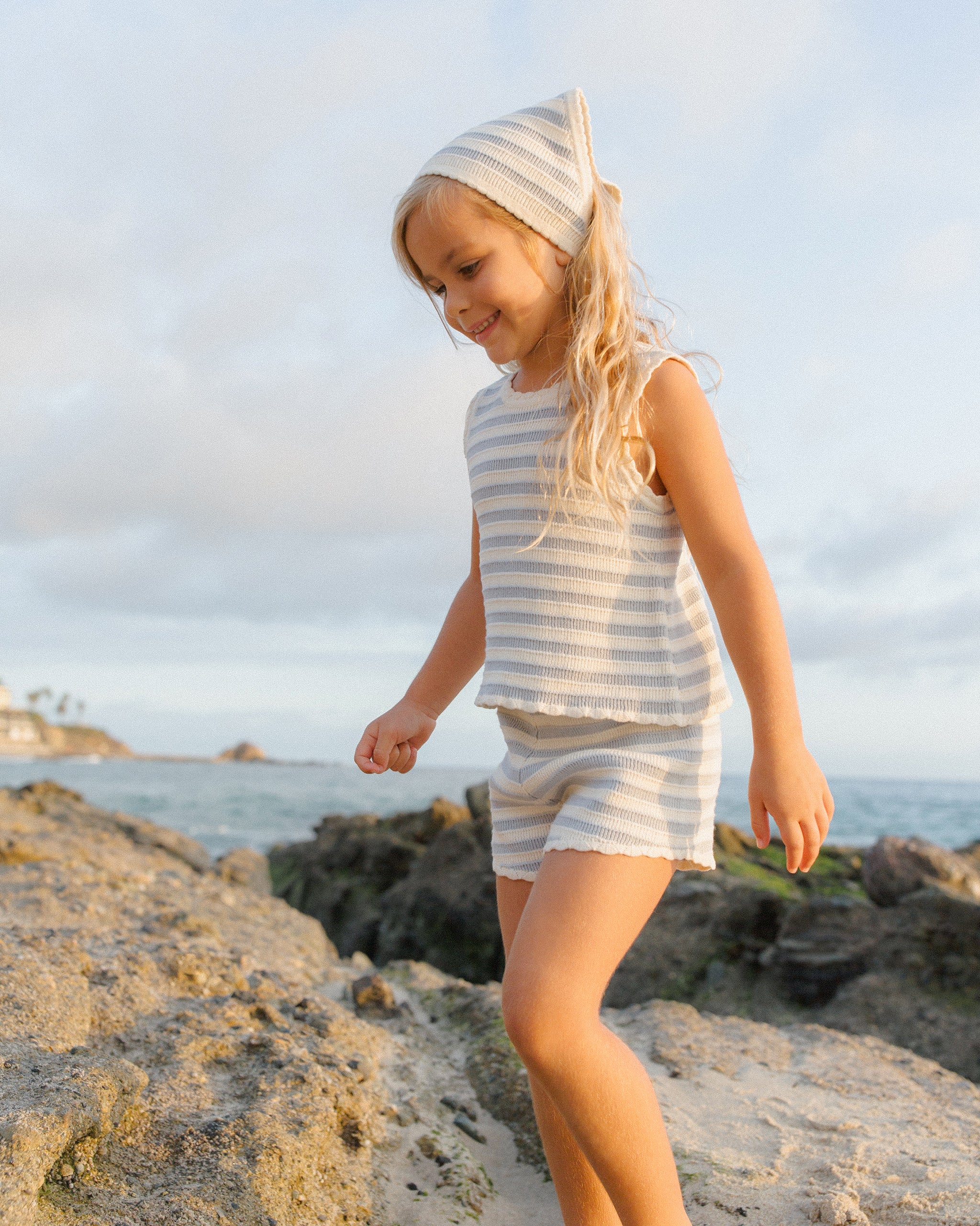 Rylee + Cru Crochet Tank Set - Blue Stripe