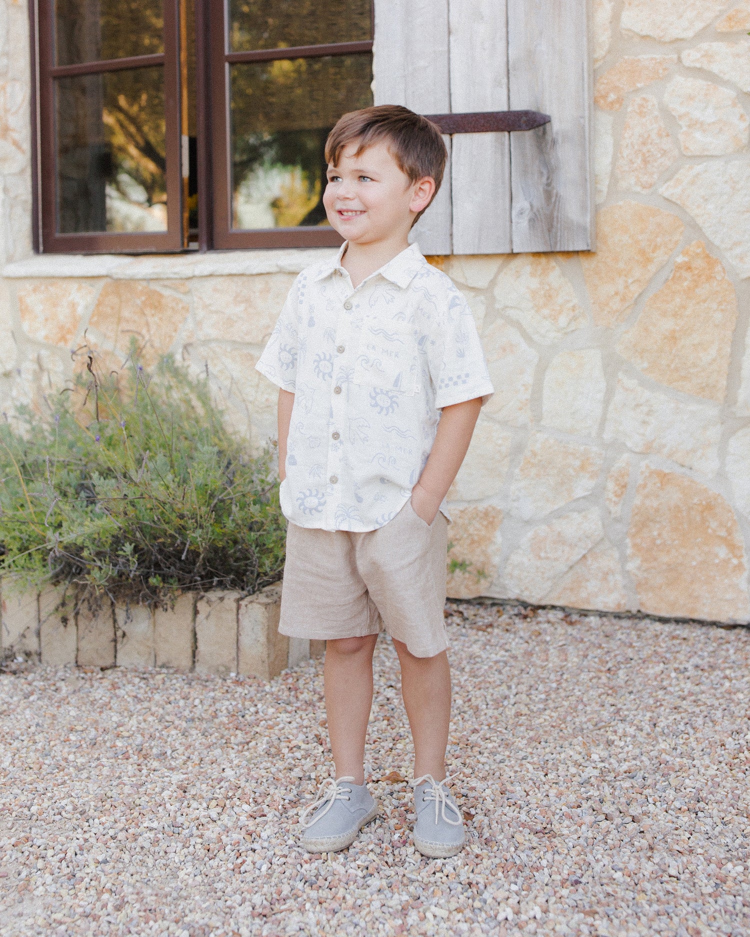 Rylee + Cru Collared Short Sleeve shirt - Mediterranean