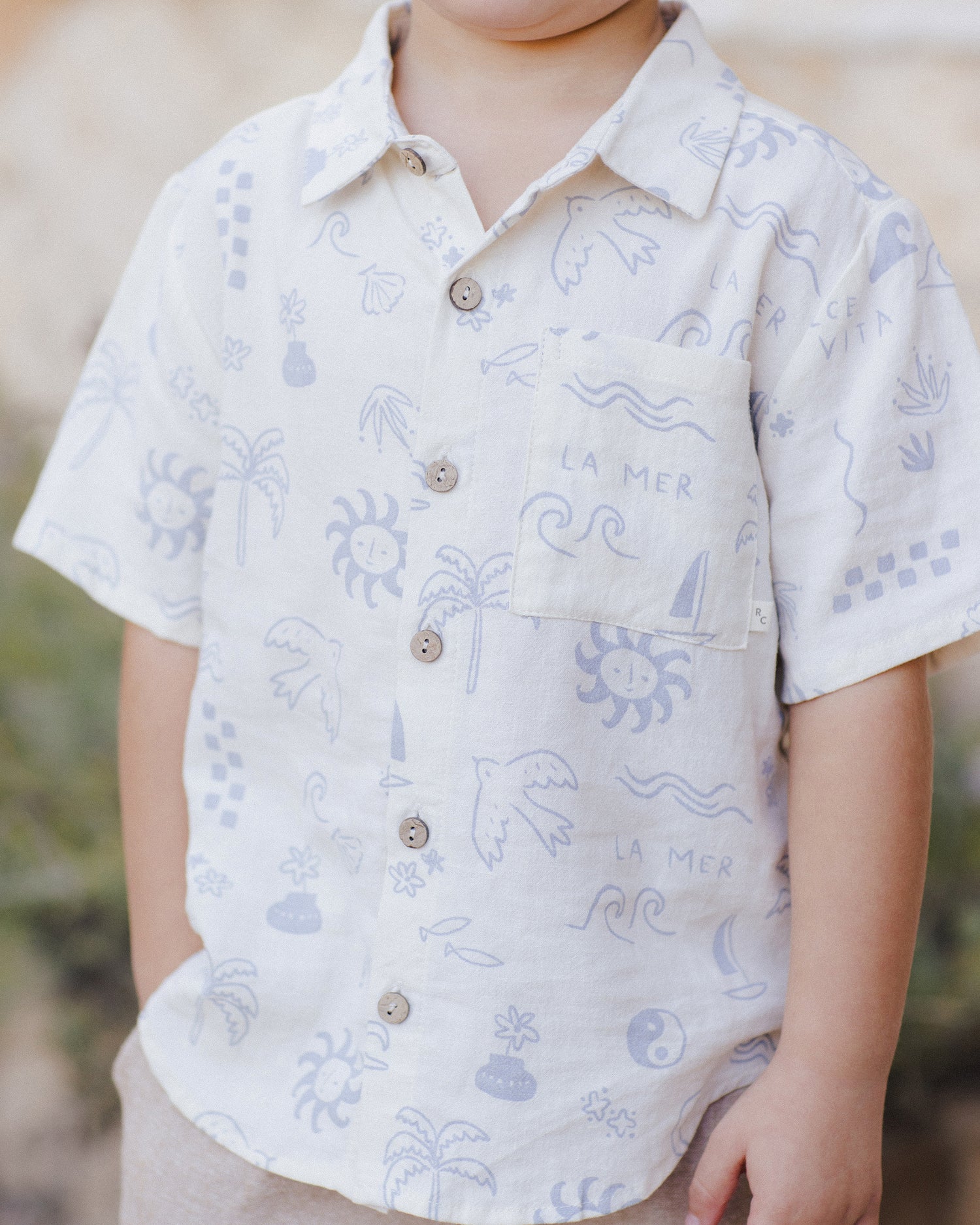 Rylee + Cru Collared Short Sleeve shirt - Mediterranean