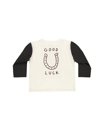 Rylee + Cru Henley Long Sleeve Tee - Good Luck