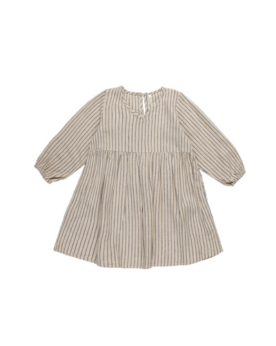 Rylee + Cru V Neck Babydoll Dress - Slate Pinstripe