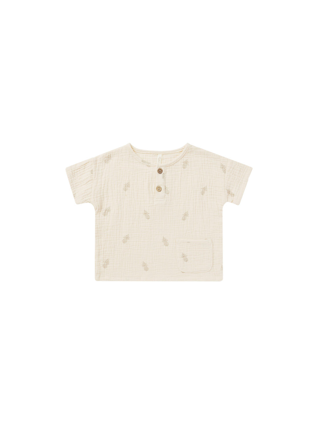 Rylee + Cru Woven Henley Tee - Pineapple