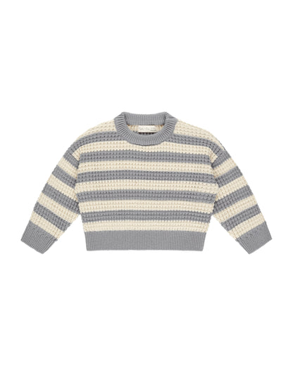 Rylee + Cru Aspen Sweater - Dusty Blue Stripe/Natural