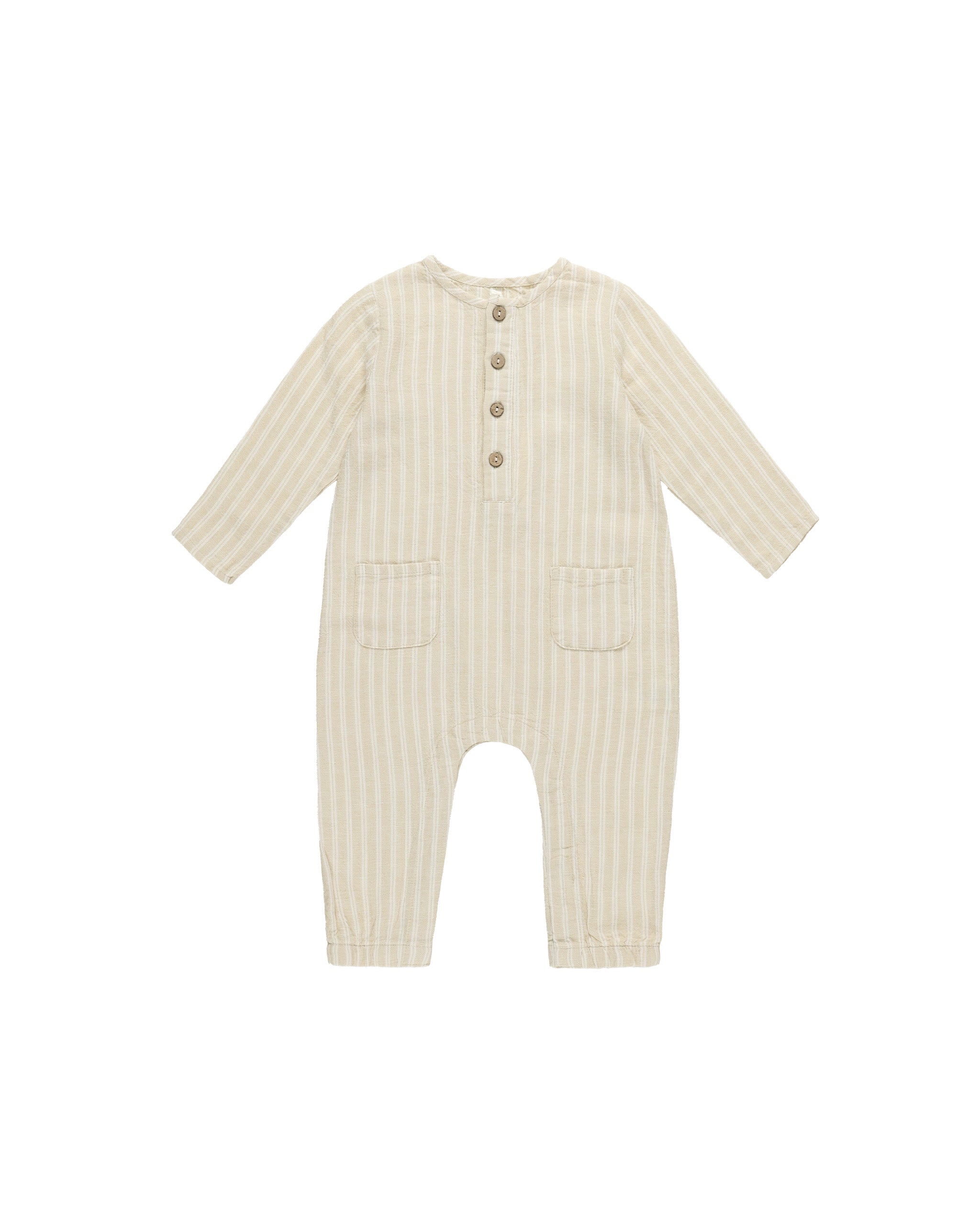 Rylee + Cru Long Sleeve Woven Jumpsuit - Champagne Stripe