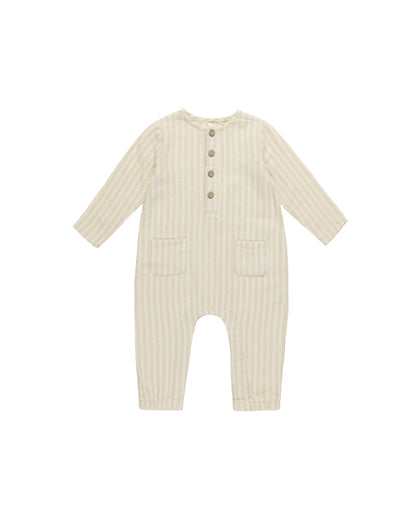 Rylee + Cru Long Sleeve Woven Jumpsuit - Champagne Stripe