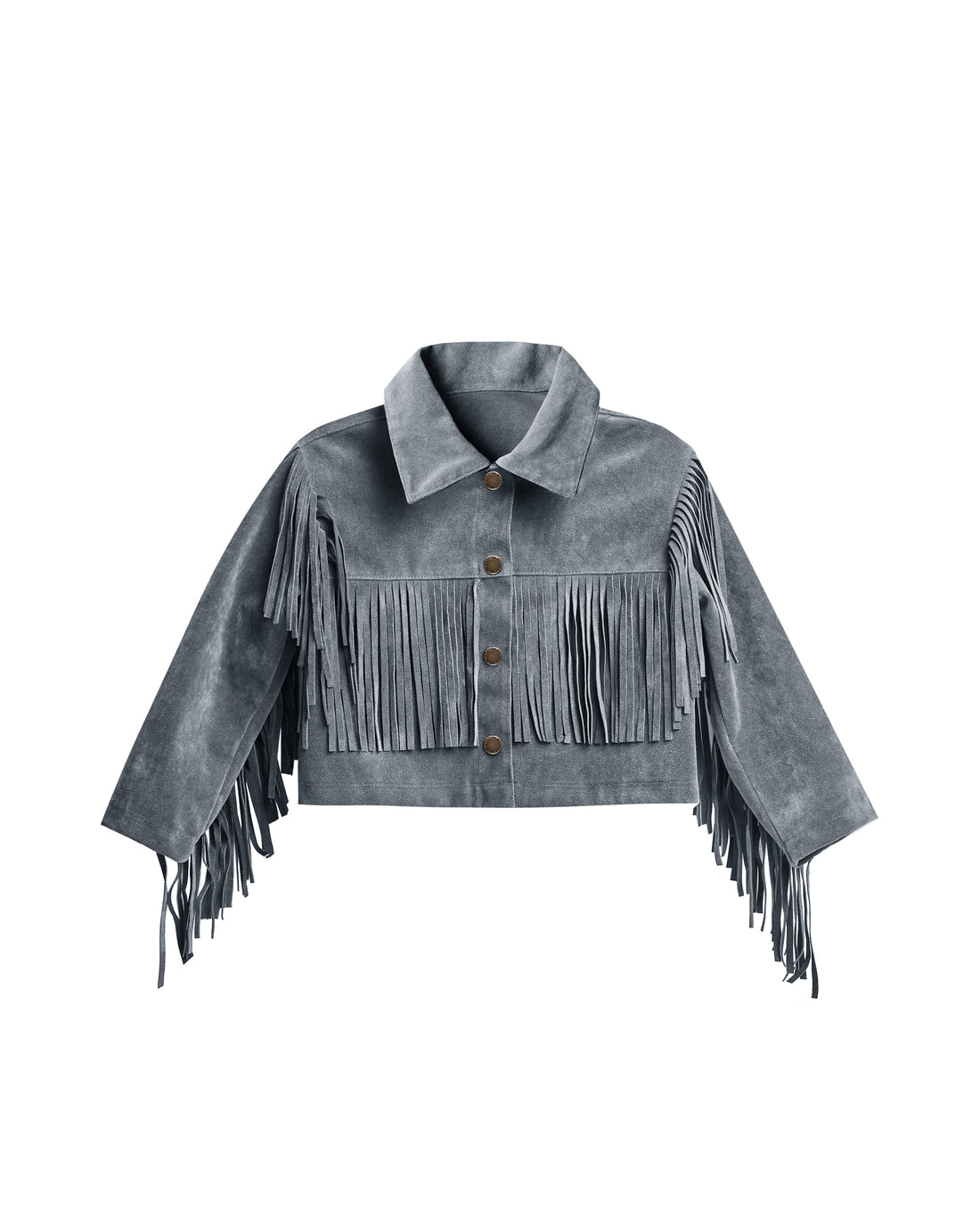 Rylee + Cru Fringe Jacket - Dusty Blue