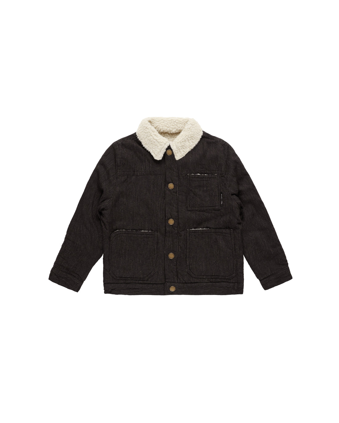 Rylee + Cru Shearling Chore Coat - Black Stripe