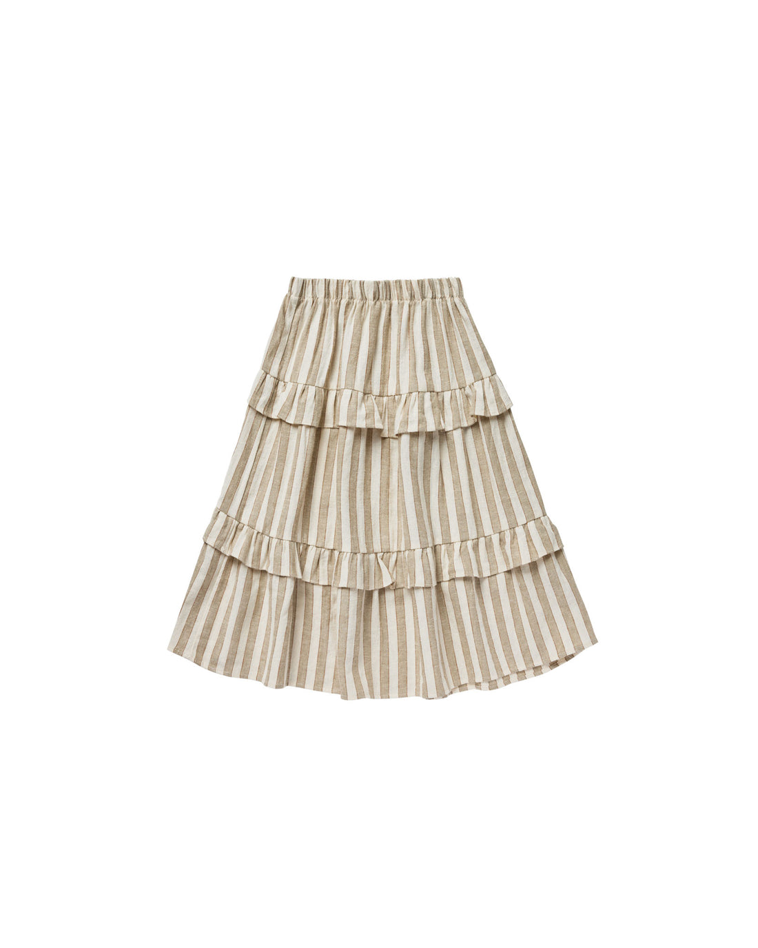 Rylee + Cru Ruffled Midi Skirt - Autumn Stripe