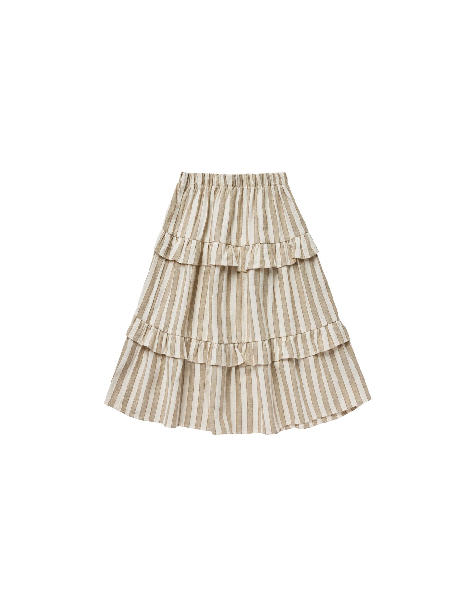 Rylee + Cru Ruffled Midi Skirt - Autumn Stripe