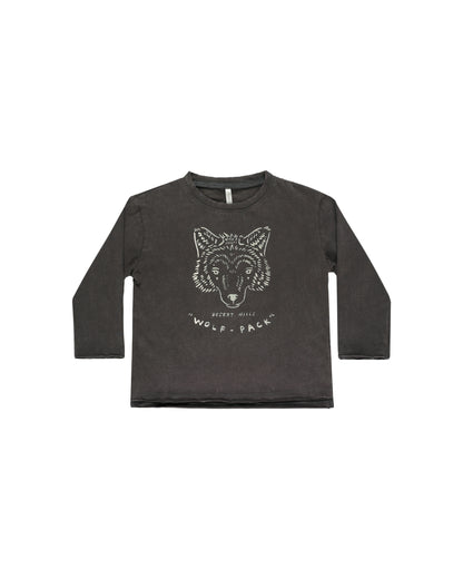 Rylee + Cru Raw Edge Long Sleeve Tee - Wolf