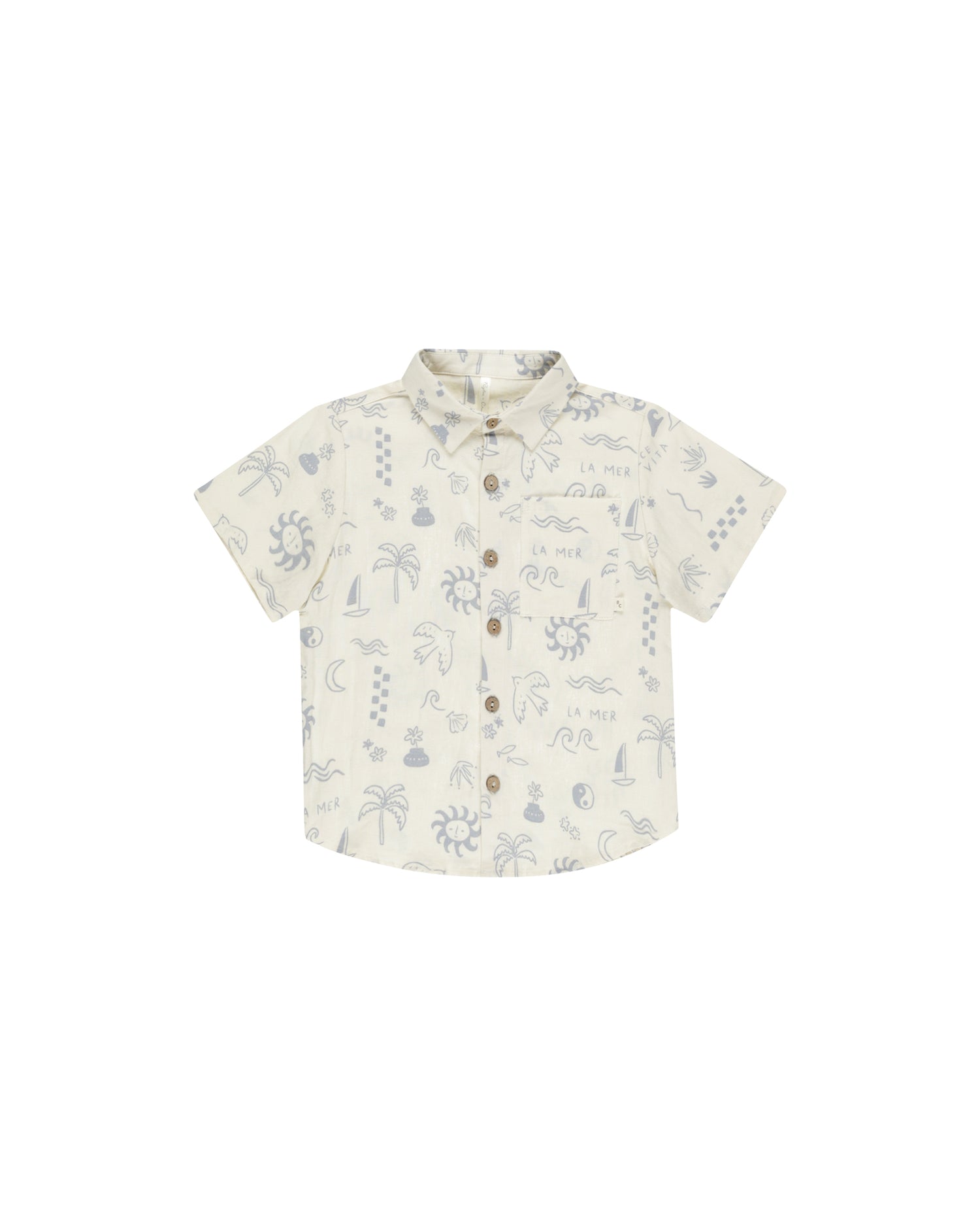 Rylee + Cru Collared Short Sleeve shirt - Mediterranean