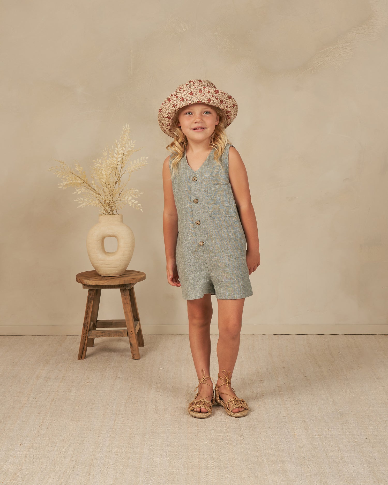 Rylee + Cru Amari Romper - Heathered Indigo