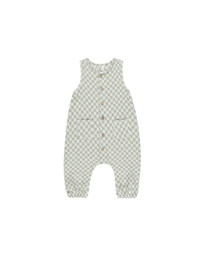 Rylee + Cru Woven Jumpsuit - Sage Check