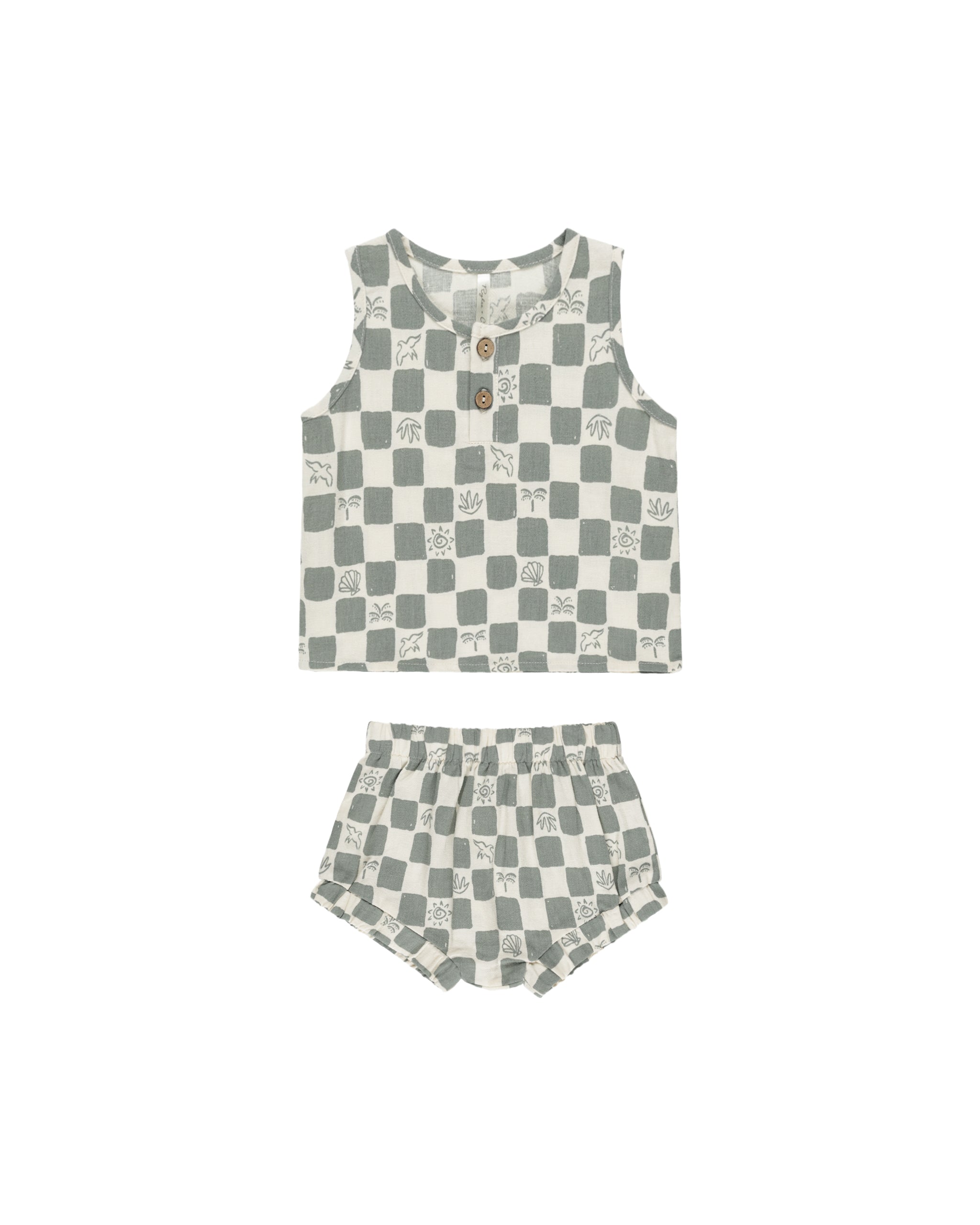 Rylee + Cru Baby Tank Set - Coastal Check