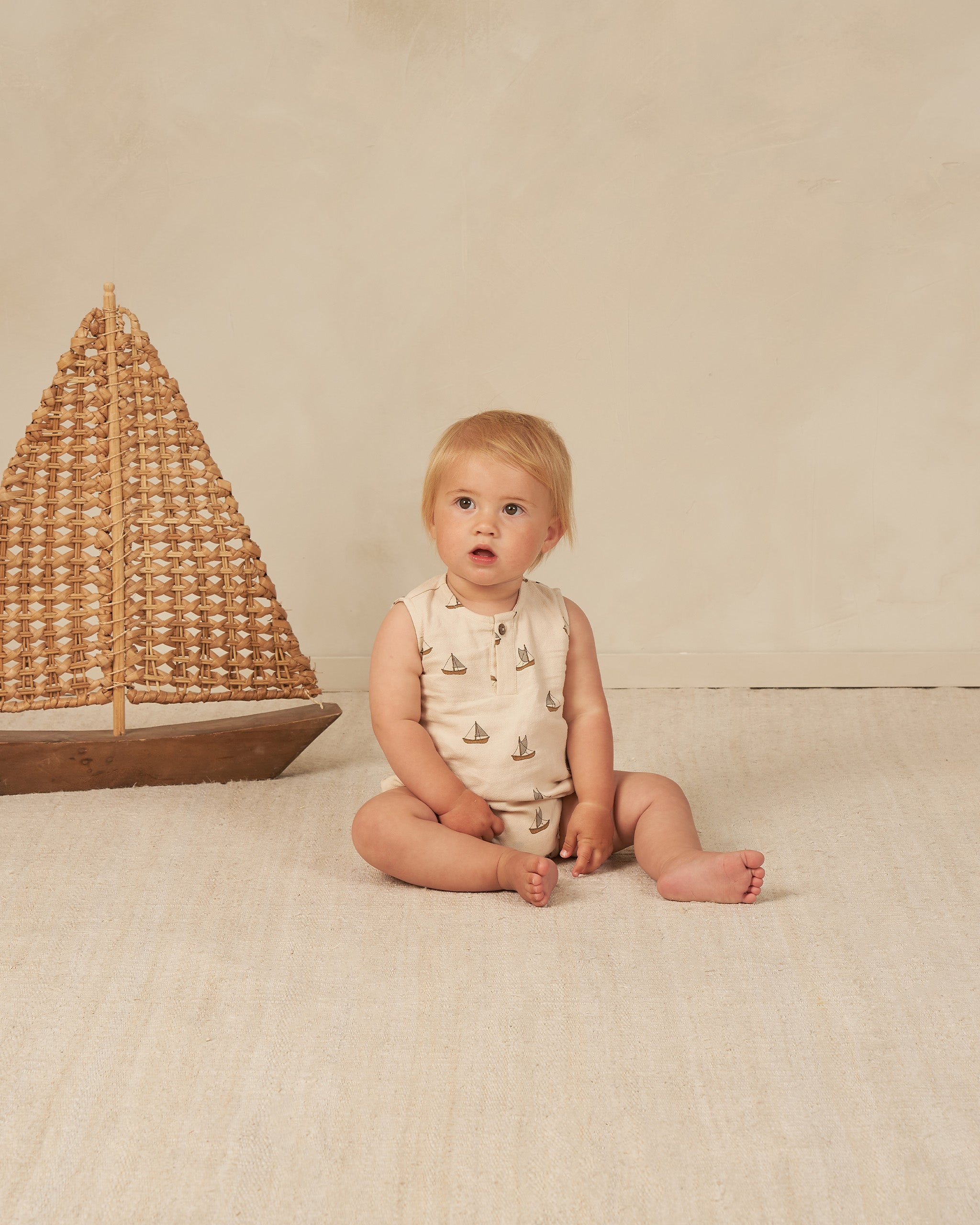 Rylee + Cru Beau Romper - Sailboats