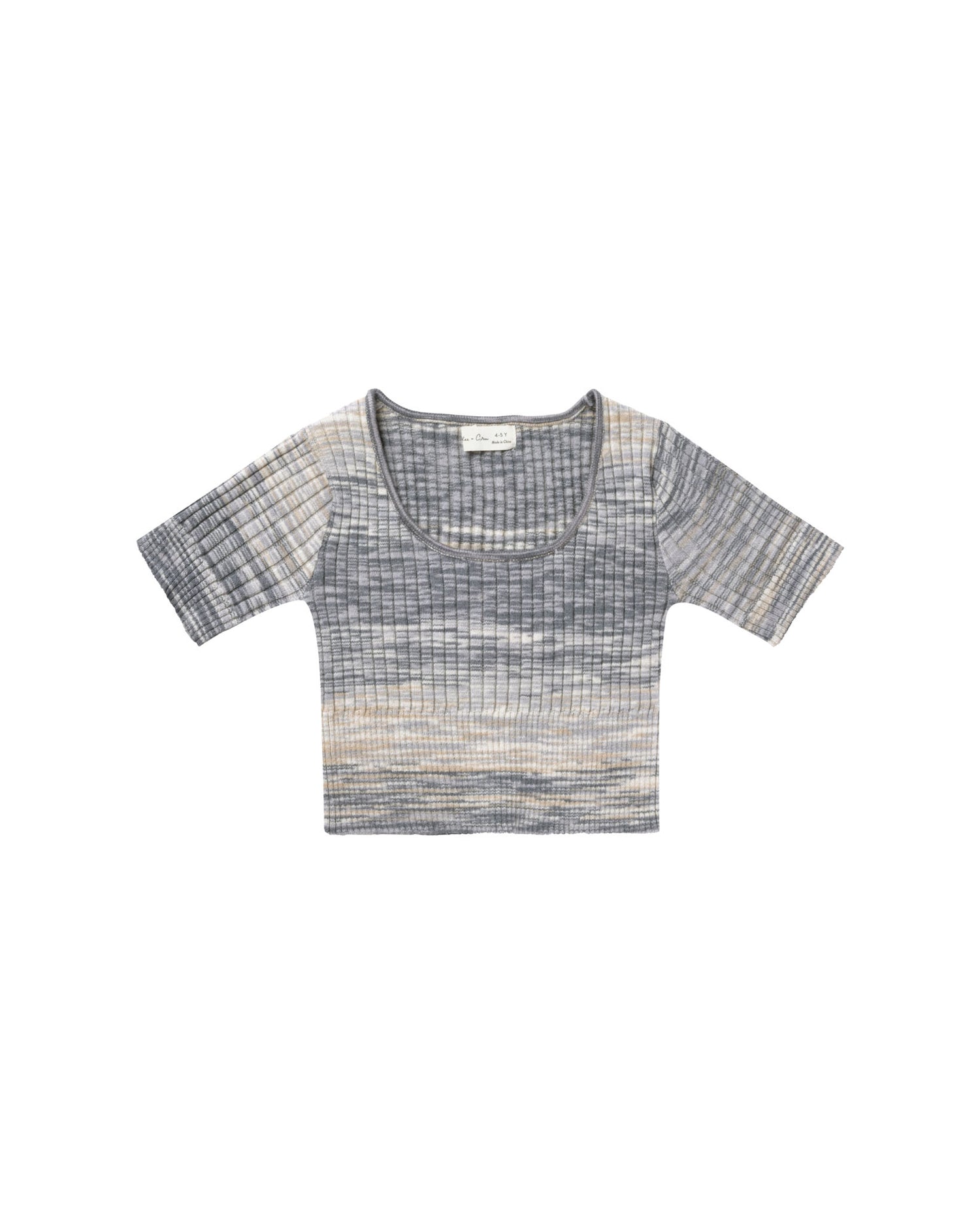 Rylee + Cru Square Neck Rib Tee - Heathered Blue